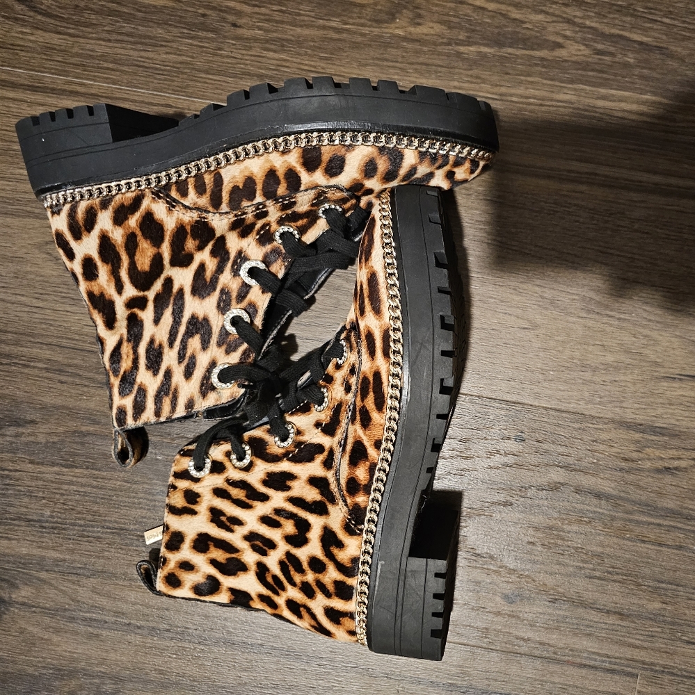 Animal print Gianni Bini combat style boots new without tags